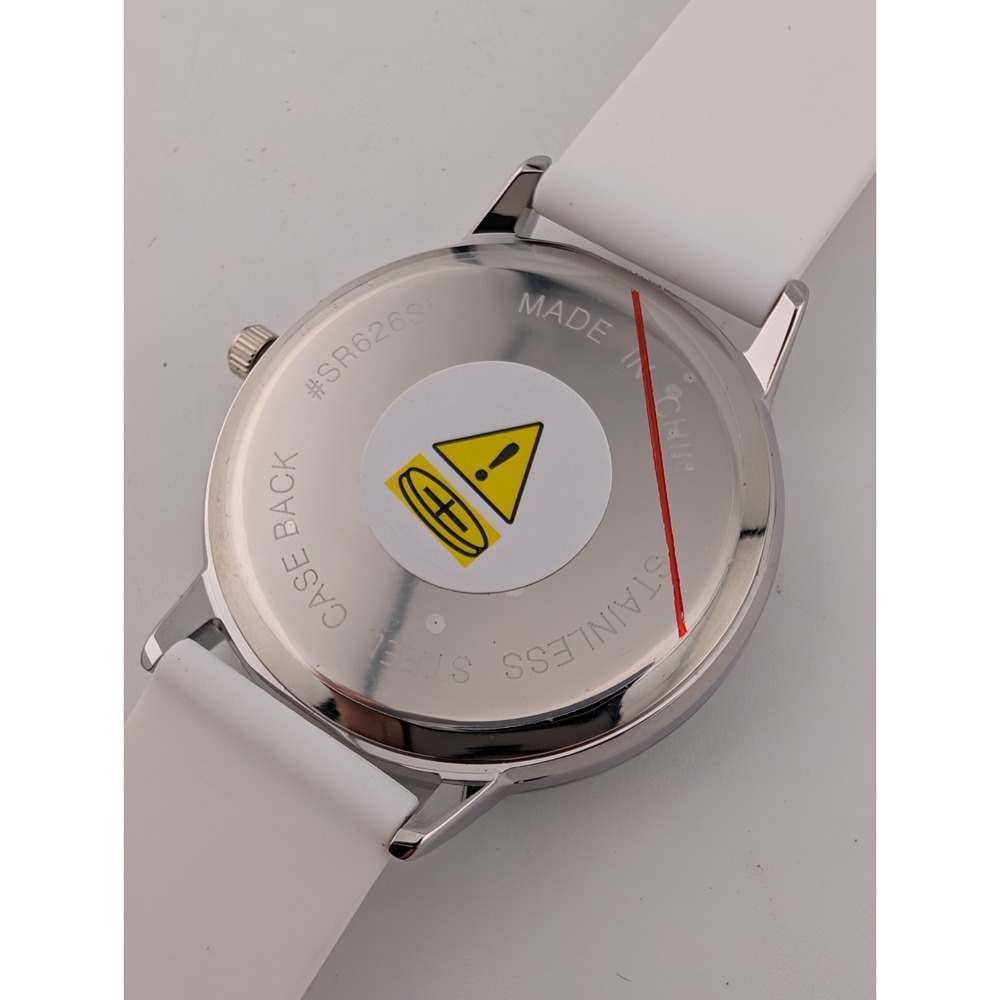 Pulsometer Unisex Watch 38mm Silver Case White Silicone Band- New Battery - Picture 7 of 9